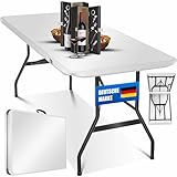 KESSER® Buffettisch Tisch klappbar Kunststoff 183x76 cm Campingtisch Partytisch Klapptisch Gartentisch für Garten, Terrasse und Balkon zusammenklappbar 6 Personen inkl. Tragegriff, Weiß