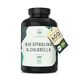 Bio Spirulina & Chlorella Presslinge - 600 Tabletten - 6.000mg hochdosiert - Reine Bio-Algen aus kontrolliert biologischem Anbau - Vegan - Aus deutscher Produktion - TRUE NATURE
