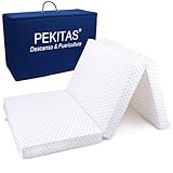 PEKITAS Reisebett-Matratze, faltbar, 120 x 60 cm, 6 cm dick, Tragetasche inklusive, abnehmbarer Bezug, waschbar, Schaumstoff-Matratze, Laufstall, Kinderbett, Boden