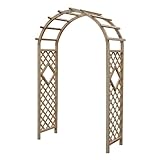 Gartenbogen Pergola aus Holz für Kletterpflanzen, großes Rankgitter für den Außenbereich, Unterstützung für Rosen, Hochzeitsdekoration, 140 x 225 cm, Holzfarbe
