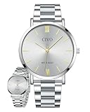 CIVO Uhren Herren Edelstahl Silber: Einfach Analog Business Armbanduhr für Männer - Wasserdicht Quarz Herrenuhr 40mm