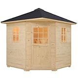 Supply24 since 2004 Outdoor Gartensauna „Elba“ aus Fichte für 4–5 Personen | Komplettset mit 8 kW Saunaofen & Zubehör | Trockensauna für Garten & Terrasse
