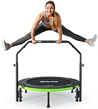 BCAN Indoortrampolin, 102 cm Fitness-Minitrampolin, faltbar, für Erwachsene mit verstellbarem Griff, maximale Belastung 150 kg, ideal für Heimtraining und Fitnesstraining
