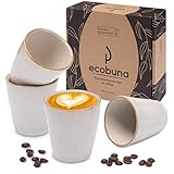 ECOBUNA¨ Espressotassen Set (4x100ml) aus Portugal-kleine Kaffeebecher-Tassen ohne Henkel ideal fŸr Doppio, Espresso Macchiato, Cortado, Babyccino (Farbe: Latte Weiss)