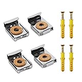 1 Set (4 Stück) Spiegelhalterung, Pfostenträger Höhenverstellbar, WJUAN Federbelastete Spiegelaufhängungen Clips Set mit Schwere Dübel und Schrauben, für Bad- und Zimmerspiegel