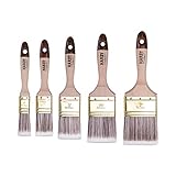 HARDY WORKING TOOLS Flachpinsel-Set 5-teilig, 1 Stück – 25, 35, 50, 60, 75 mm Breite, Malerpinsel Set mit Holzgriff, Lackpinsel Serie *45*, 5PCS, Pinselset A0282-050100