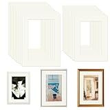 Roosea 20 Stück Passepartout, Passepartout Karton, 2 Größen von Bild Foto Rahmen Halterungen Matten für Bilder Fotos Kunstdrucken (Cremefarben, 13x18cm 10 Stück + 15x20cm 10 Stück)