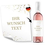 Flaschenetiketten mit Text personalisiert - 8 Etiketten Wein & Sekt Flaschen | Premium Flaschen-Aufkleber selber gestalten – Hochzeit, Geburtstag, Weihnachten, Geschenk Deko Sticker – Gold Look