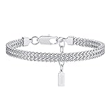 Gamtic Armband Herren Armkette Edelstahl - Armbänder Armkette Silber Schwarz Gold Edelstahl Armbänder Panzerkette HerrenarmbänderGeschenke für Männer, Verstellbar 21.5cm-25cm (Silber)