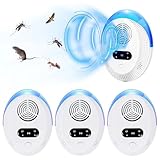 Ultraschall Schädlingsbekämpfer, 4 Stück Mäuseabwehr Mäusevertreiber Ultraschall, Pest Control Repeller für Mäuse Ratten Mücken Kakerlaken Spinnen Fliegen
