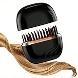 2 in 1 Kabellose Mini Glättebürste,Mini Hair Straightener Brush,Glätteisen Kabellos,mit 3 Temperaturstufen & Aufheizen in 30s,Haarglätter Bürste & Hot Comb mit Lonen Technologie (Schwarz)