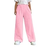 duxyoz Schlafanzughose für Kinder, flauschig, flauschig, elastischer Bund, bequeme Loungehose, Jungen und Mädchen, weiche Fleece-Hose, 4–15 Jahre, Rosa, 12-13 Years