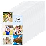 30 Stück 180 Taschen Fotohüllen DIN A4,Transparent Postkartenhüllen 6 Fach Geteilt Fotosichthüllen Klarsichtfolien Postkartenhüllen für Familien Hochzeits Fotoalbum A4 2/3/4 Ringbuch(Schwarz)