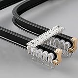 Flexible Gardinenstange aus Aluminium, doppelläufig, für gerade oder Erkerfenster, stark und biegbar, schwarze Deckenhalterung, 2,7 m
