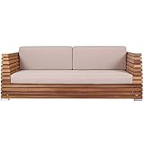 Teako Design Outdoor Sofa Picardie 3-Sitzer Teak Massivholz, Exklusive Loungemöbel für den Garten, FLEGT-Lizenziertes Teakholz, Elegante Sofalandschaft, Wetterfest und langlebig