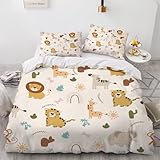 Generisch 3D Cartoon Tiere Bettwäsche 135x200x2 cm 4teilig Cartoon Löwe Bettbezug mit Reißverschluss 100% Mikrofaser Leicht Atmungsaktive Bettwaren Set mit 2 Kissenbezüge 50x75（Muster 29-16）