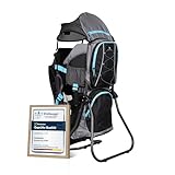 Dromader Kraxe Kindertrage bis 22kg - Baby Rückentrage Wandern mit Sonnendach Regenschutz - Babytrage Outdoor Trekking mit Thermotasche Wickelmatte - Einhändig klappbarer Aluminiumrahmen Schwarz Blau