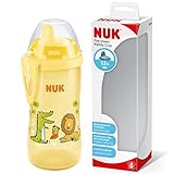 NUK Kiddy Cup Kleinkindbecher | 12+ Monate | 300 ml | Auslaufsicheres, verstärktes Trinkventil | Clip & Schutzkappe | BPA-frei | Gelb