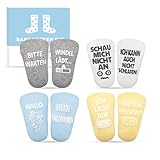 Fettwal 4 Paare Baby Socken 0-12 Monate, Babygeschenke zur Geburt Junge Mädchen, Baby Geschenk Junge Mädchen, Neugeborenen Geschenk, Babyparty Geschenk, Personalisierte Geschenke Babysocken