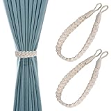 Wisebom 2 Stück Vorhangseil Raffhalter, Baumwolle Vorhang Seil Gardinen Kordel Handgemachte, Boho Vorhanghalter Baumwollseil Gardinenhalter, Vorhang Clips Baumwolle Seil, für Büro Gardinen Office