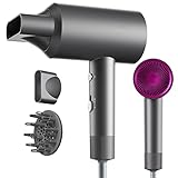 Fön Ionen Haartrockner Föhn Leicht 2000W 3 Temperatur und 2 Windgeschwindigkeiten Mit 1 Diffusor und 1 Stylingdüse für Zuhause
