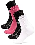 Occulto Damen & Herren Laufsocken 2er Pack, 4er Pack (Modell: Sam) 4 X Weiß Pink Schwarz 39-42