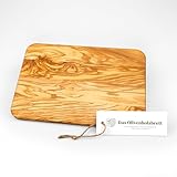 DAS OLIVENHOLZBRETT® Schneidebrett Olivenholz/Frühstücksbrett/Jausenbrett/Allzweckschneidebrett/Vesperbrett aus Olivenholz / 30cm x 20cm x 1.4cm
