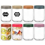 Hisredsun 8 Stück 500ml Overnight Oats Gläser, 16oz Einmachgläser mit Schraubdeckel, Glas-Einmachgläser für Joghurt, Gewürzen, Snacks und Zucker