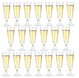 20 Stück Sektgläser Champagnergläser, Dessertbecher, Eisbecher, Biergläser ,Sektflöten Sektkelch für Hochzeiten Geburtstag,Junggesellenabschied,Jahrestag ,Einweg Stielgläser 150ml (Transparent)
