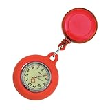 Yardwe Retraktible Krankenschwesteruhr mit Quarzwerk Praktische Schwesternuhr Clip Langlebige Taschenuhr für Medizinisches Personal Einfach Ablesbar Rot Robust und Vielseitig Einsetzbar