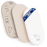 Spannbettlaken Kinderwagen Baby Spannbetttücher 3er Set: 35x75 cm - 2X Bettlaken + 1x wasserdichter Matratzenschoner - Babybett Zubehör für Kinderbett Beistellbett Stubenwagen 35 x 75