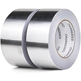 CHUANGSEED Aluminium Klebeban 50mmx50 M 2 Rolle alu klebeband Kücheninstallationen, Abschirmung und Isolierung, Dichtungsreparatur, selbstklebendes Aluminiumfolienband, hohe Temperaturbeständigkeit