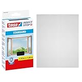 tesa Insect Stop Standard Fliegengitter für Fenster - Insektenschutz zuschneidbar - Mückenschutz ohne Bohren - Fliegen Netz anthrazit, 150 cm x 180 cm