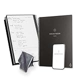 Rocketbook Fusion wiederverwendbarer, undatierter Produktivitätsplaner, Format 21 cm x 29,7 cm, Schwarz – Ziele, Monats- und Wochenkalender, tägliche To-do-Liste, linierte und gepunktete Seiten