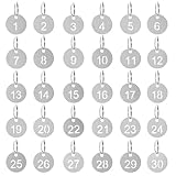 Edelstahl Nummernschilder mit Schlüsselringen, 30 Stück 1-30 nummerierte Anhänger für Schließfächer, Hotels, Gepäck, 23mm Durchmesser