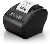 MUNBYN Thermodrucker Bluetooth 300mm/s Bondrucker Belegdrucker Quittungsdrucker Auto-Cut für Schublade, Hochgeschwindigkeits Bluetooth USB Ethernet (LAN), ESC/POS eingestellt-EU 【Bluetooth Schwarz】