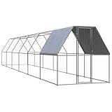 Outdoor-Hühnerkäfig, ShGaxin Hühnerstall, Hühnerhaus, Kaninchenstall, Hühnerauslauf, Wachtel Zubehör, Wachtelstall, 2x12x2 m Verzinkter Stahl