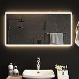 Yunovire LED-Badspiegel 50x100 cm, rechteckiger Wandspiegel mit Beleuchtung, IP65 wasserdicht, USB-Anschluss, vertikal/horizontal montierbar, für Badezimmer und Schlafzimmer, 4mm Glas