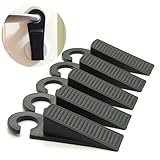 MOLHEM Türstopper aus Gummi, zum Aufhängen, robustes Keil-Design, Wandschutz und Schalldämpfung, ideal für grobe Böden und Dielen, Schwarz, 5 Stück