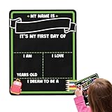 Schulanfang – Doppelseitiges Kreidetafel-Schild, wiederverwendbare Schultafel, personalisierte Foto-Requisite, tragbar, leicht zu reinigen, anpassbare Meilensteintafel für Kinder