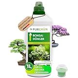 Purgrün® Bonsai-Dünger 1 Liter – Spurennährstoffe für gleichmäßiges Wachstum – Fördert die Blütenbildung blühender Bonsais – Extra Kalium stärkt die Widerstandskraft – Für 200 Liter Gießwasser