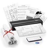 BORN4SHIP PB821 Thermodrucker A4, Mobiler Drucker A4 für Unterwegs, Büro, Schule, Zuhause, Kompatibel mit Smartphones und Computern, Tragbarer Drucker mit 3 Rollen Thermopapier