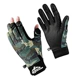 SUJAYU Angelhandschuhe für Herren und Damen, Eisangeln, Jagdhandschuhe für Herren, kaltes Wetter, Kajak-Handschuhe, Fliegenfischausrüstung, kaltes Wetter, Jagdausrüstung (Camouflage-Grün, Größe M)
