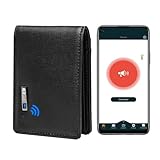Anti-Verlust Bluetooth Wallet Tracker & Finder, Kreditkartenetui für Herren Leder Herren Geldbörsen Cion Pocket ID Fenster Multifunktional mit Geschenkbox (Kreuz Schwarz)