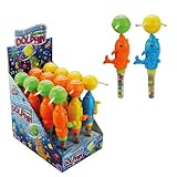Sea World Dolphin 12er Display - Leuchtender Delfin mit Sound & Jelly Beans - Kurbelbetriebenes Kinderspielzeug mit balancierendem Ball - Süßigkeiten-Spielzeug-Set