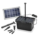 esotec Solar Teichfilterset Starter 8/380, Teichfilter Komplettset, Pumpe 380l/h, 2 Sprinkler-Aufsätze, Solarmodul 8 Watt, Solar Teichpumpe für Außen, dekoratives Wasserspiel 100900