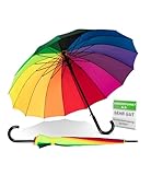 ADRIANO PORCARO® 𝗨𝗡𝗜𝗦𝗘𝗫 Automatik Stock-Regenschirm Regenbogen 120cm Ø windfest-16 fache Verstrebung-groß sturmfest & stabil windresistent (Rainbow)