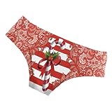 PACKOVE Damen Slips mit Digitaldruck Atmungsaktive Leichte Unterwäsche Elastisches Gummiband Bedruckte Damenslips mit Weihnachtsmotiven S/M