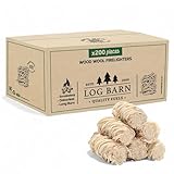 Log Barn Natürliche Anzündwolle - 200 Stück, Öko Anzünder Holzwolle für Holzöfen, Pizzaöfen, offene Feuer, Kaminanzünder und Grillanzünder - Echtes Log Barn Anfeuerholz