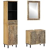 BOWEKAM Home & Garden - 3-teiliges Badmöbel-Set Massivholz Mango-Möbel Wahl